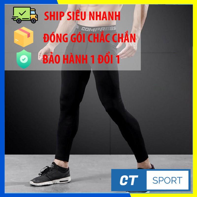 QUẦN GIỮ NHIỆT COMBAT PRO LEGGING TẬP GYM NAM DÁNG DÀI MÀU ĐEN