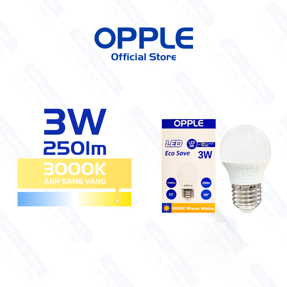 Hình ảnh Bóng Đèn OPPLE LED Bulb Eco Save G45 E27 3W Ánh Sáng Vàng 3000K - Sáng Hơn Theo Cách Tiết Kiệm Hơn