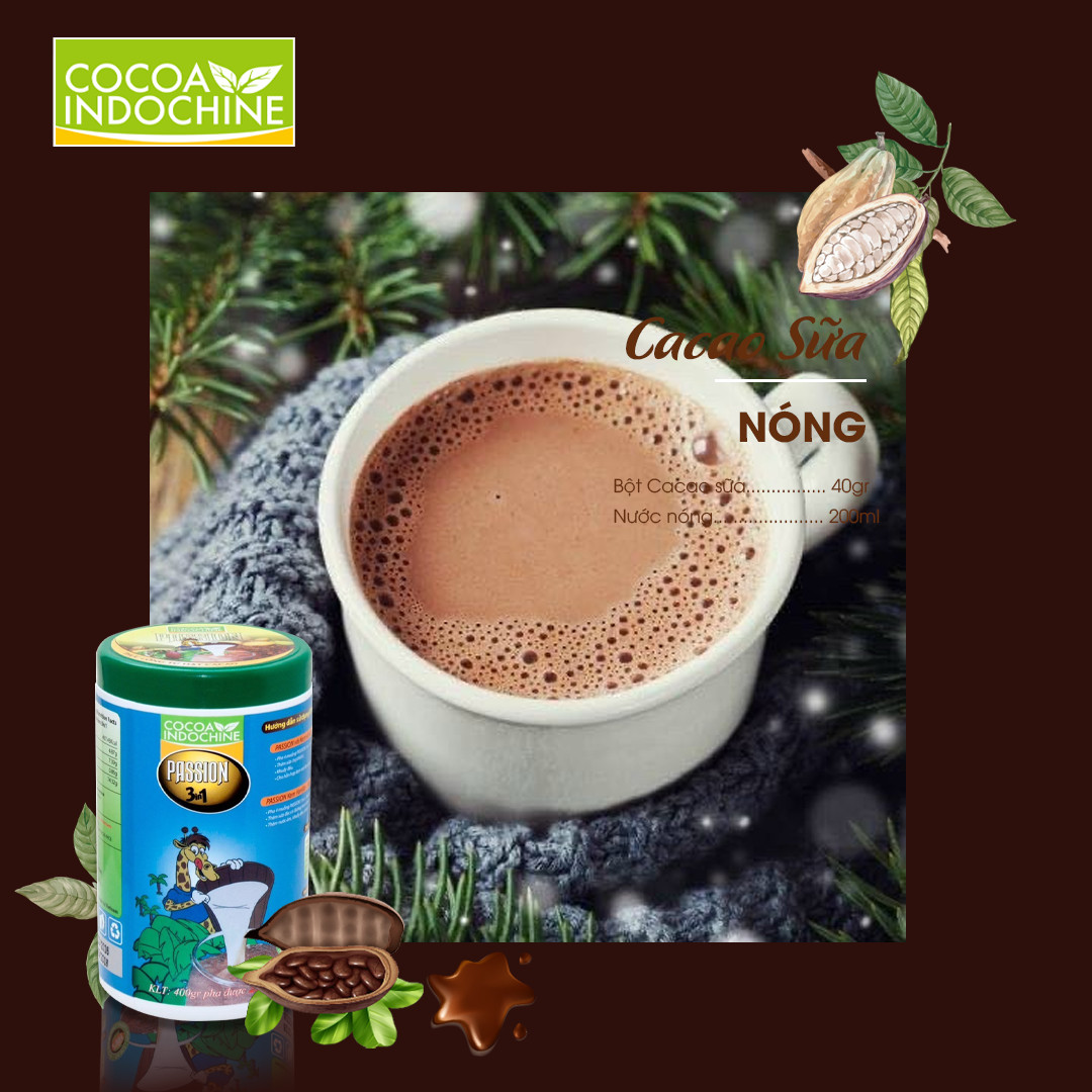 Bột Cacao Hòa Tan Passion 3 In 1 Cocoa Indochine - Hũ 400g