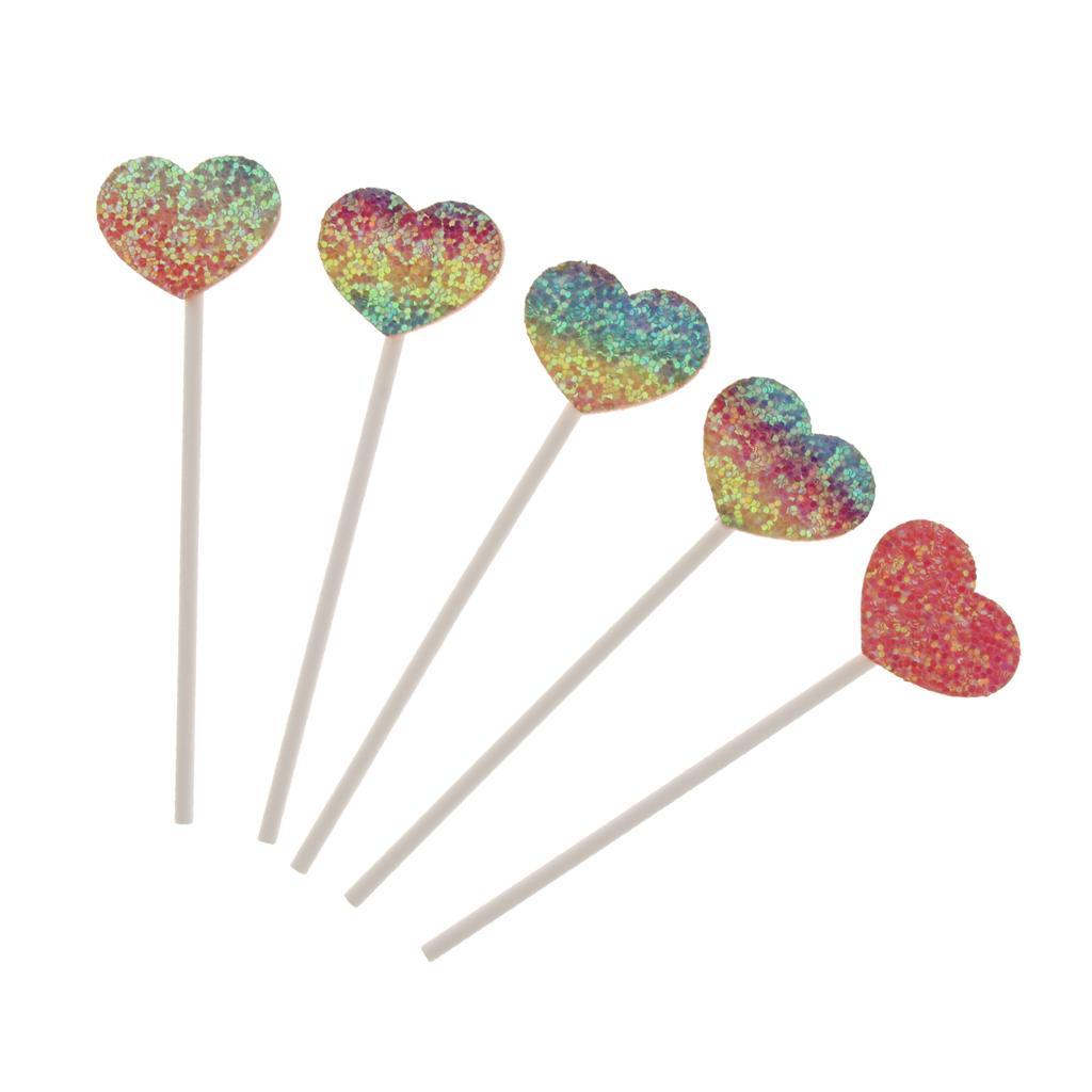 5 Pieces Cake Topper Insert Sticks Wedding Party Cake Decoration Heart