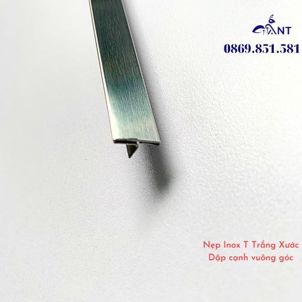 Nẹp Inox T25 Trắng Xước, Nẹp trang trí, nẹp bảo vệ, nẹp inox T25 bào chấn vuông cạnh, dày 0.8, thanh dài 2m44