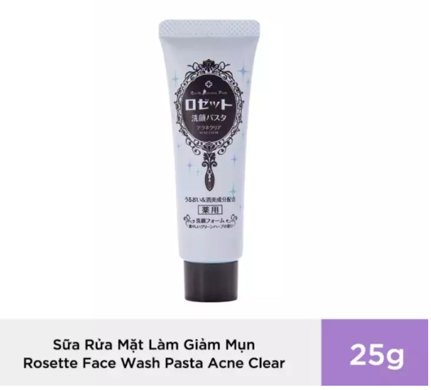 Sữa Rửa Mặt Làm Giảm Mụn Mini-tube 25G Rosette Face Wash Pasta Acne Clear