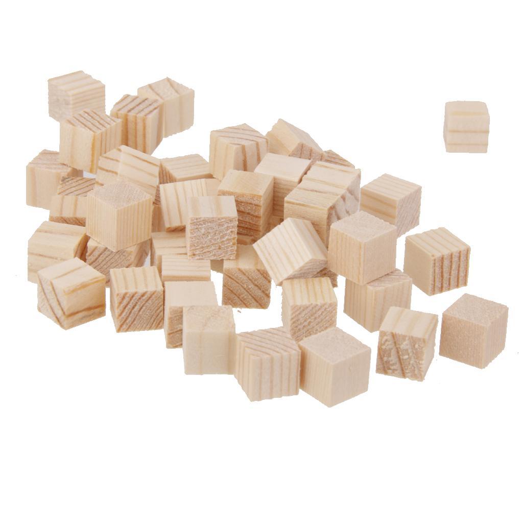 100x Wooden Blocks Mini Cubes Embellishment for Woodwork Craft Scrapbooking
