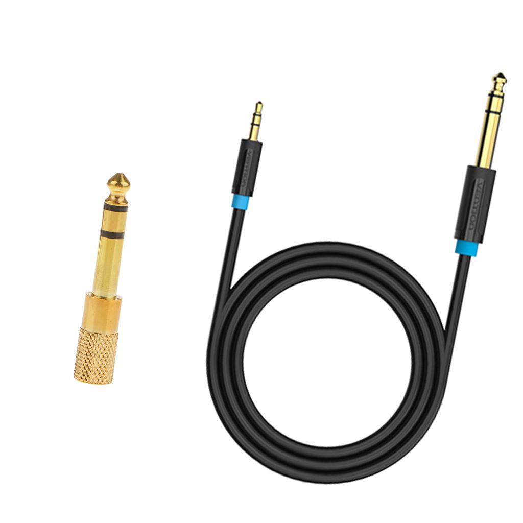 6.5mm Male to 3.5mm Female Mic Audio Jack& 6.35 male to 3.5 male Cable