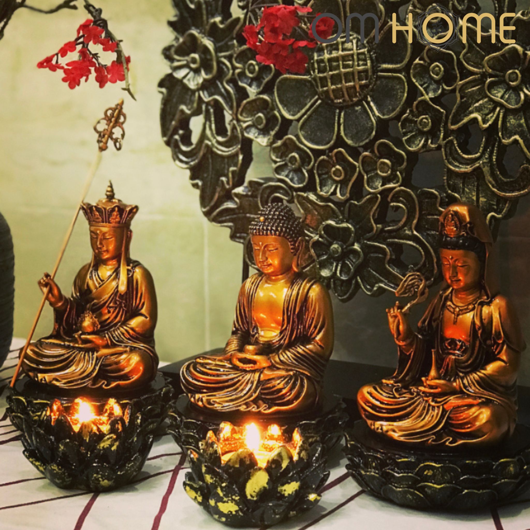 Tượng Quan Thế Âm Bồ Tát Nhí Kèm Đế Sen Om Home