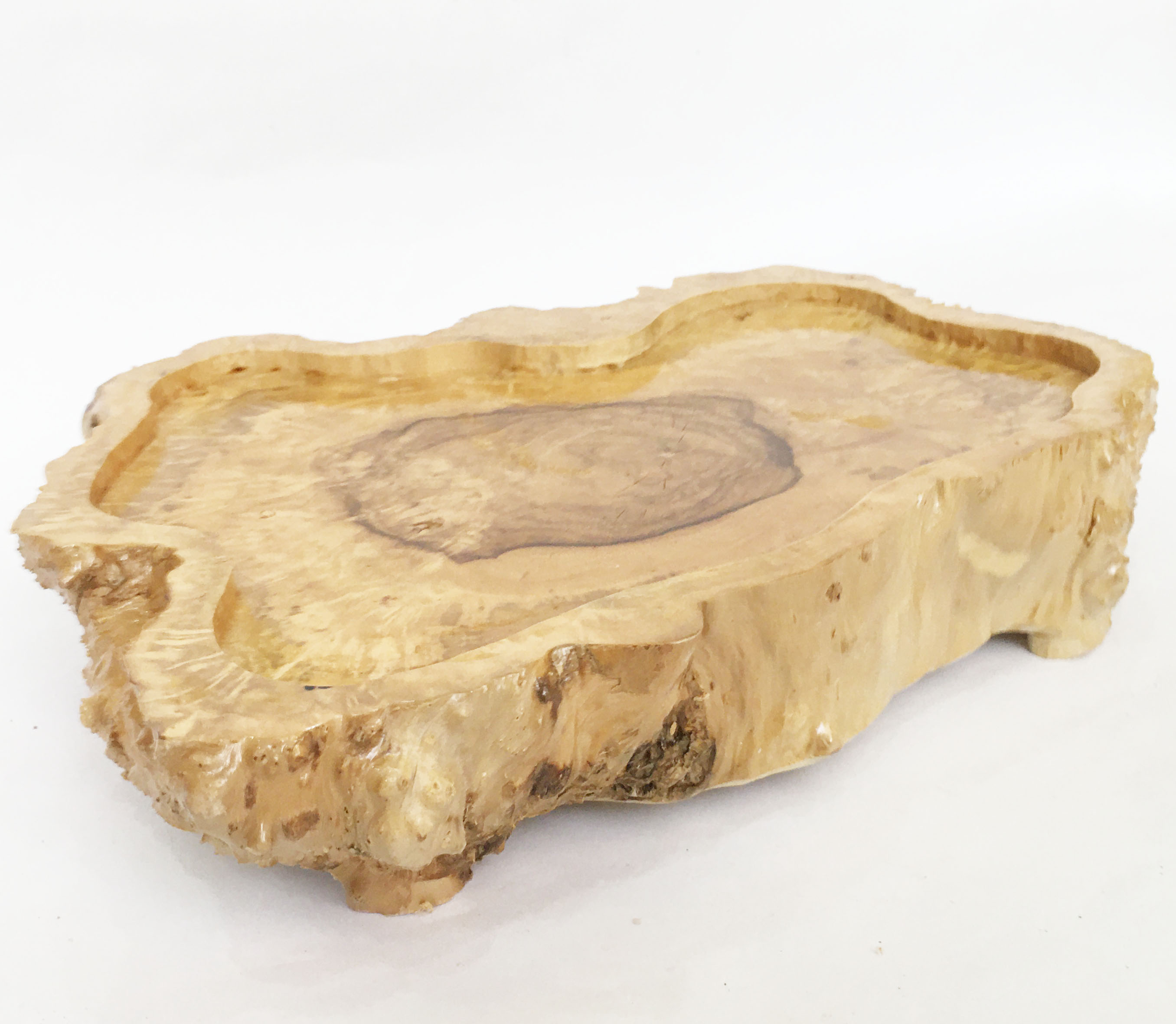 Khay trà gỗ nu tự nhiên nguyên khối, khay gỗ decor cao cấp - bàn trà gỗ thủ công có chân, kệ gỗ trang trí vintage [phát mẫu ngẫu nhiên]
