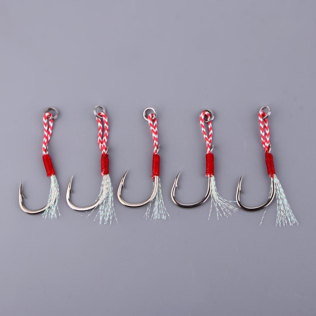 4-7pack 5pcs Carbon Steel Assist Hooks Fishing Jig Hooks Live Baits Hooks 020