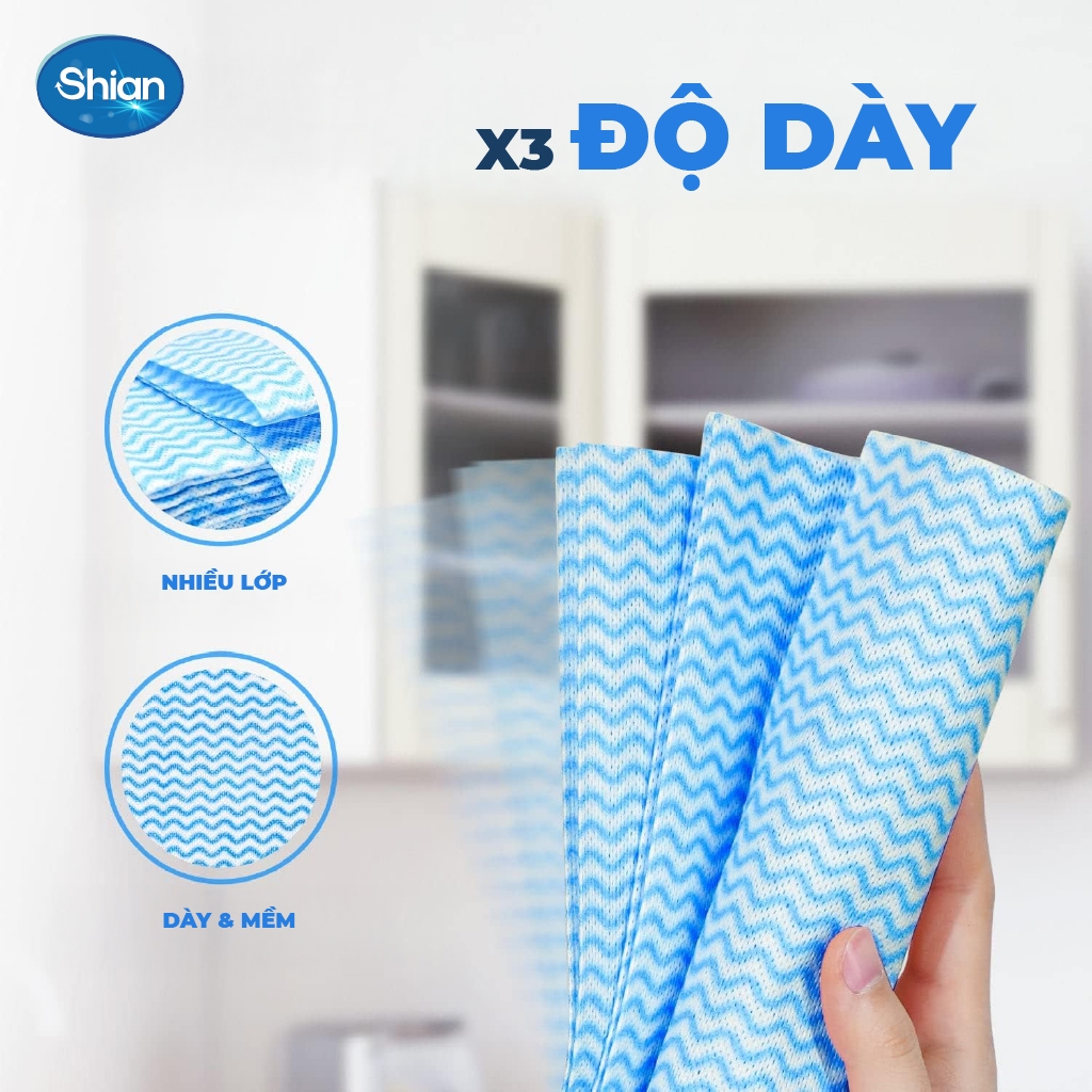 COMBO 2 Khăn lau bếp hương sả Shian 45 tờ và 1 Khăn lau đa năng Shian 50 tờ