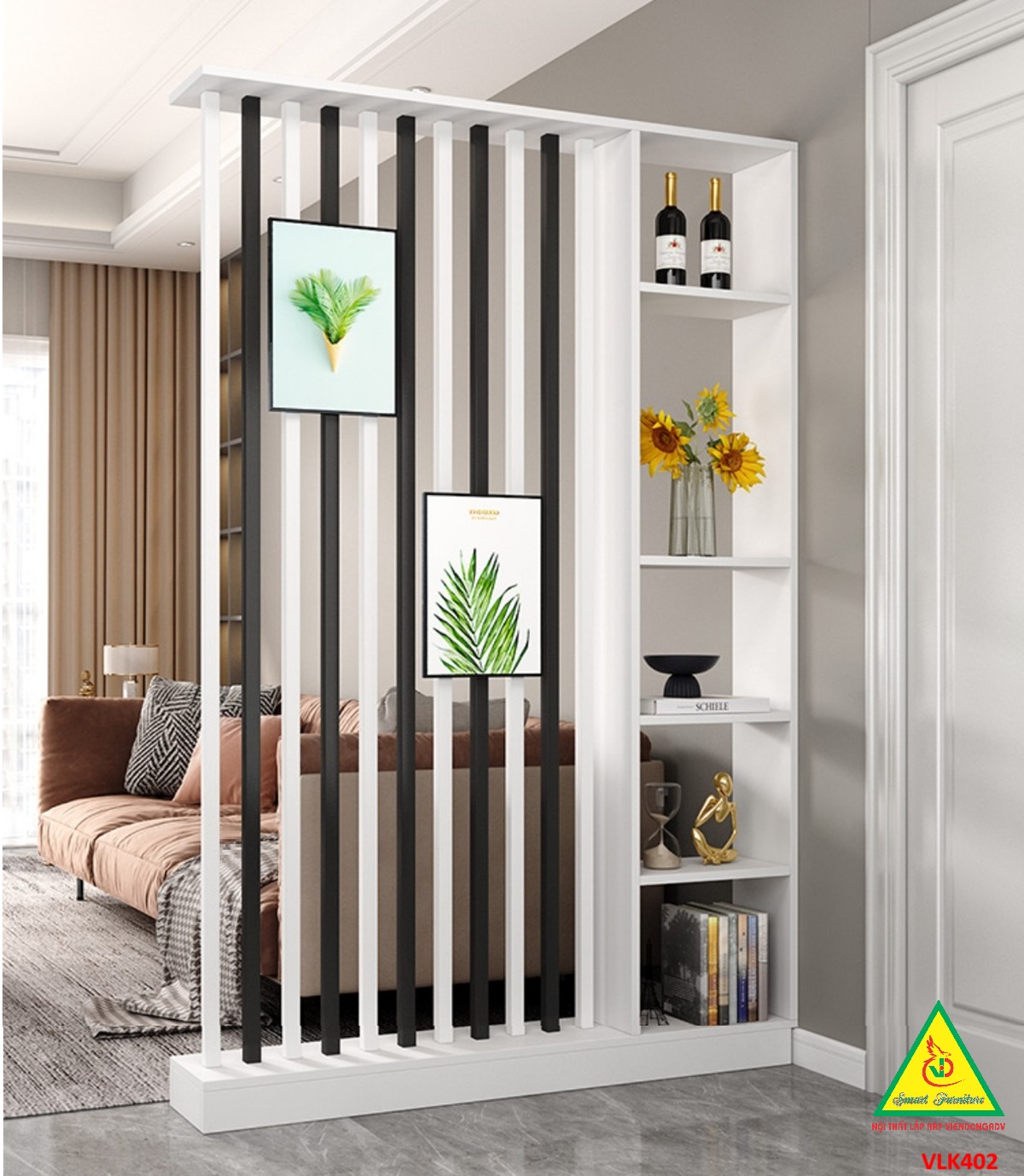 Vách ngăn phòng khách nhà bếp , vách ngăn liền kệ VLK402 - NỘI THẤT LẮP RÁP VIENDONGADV