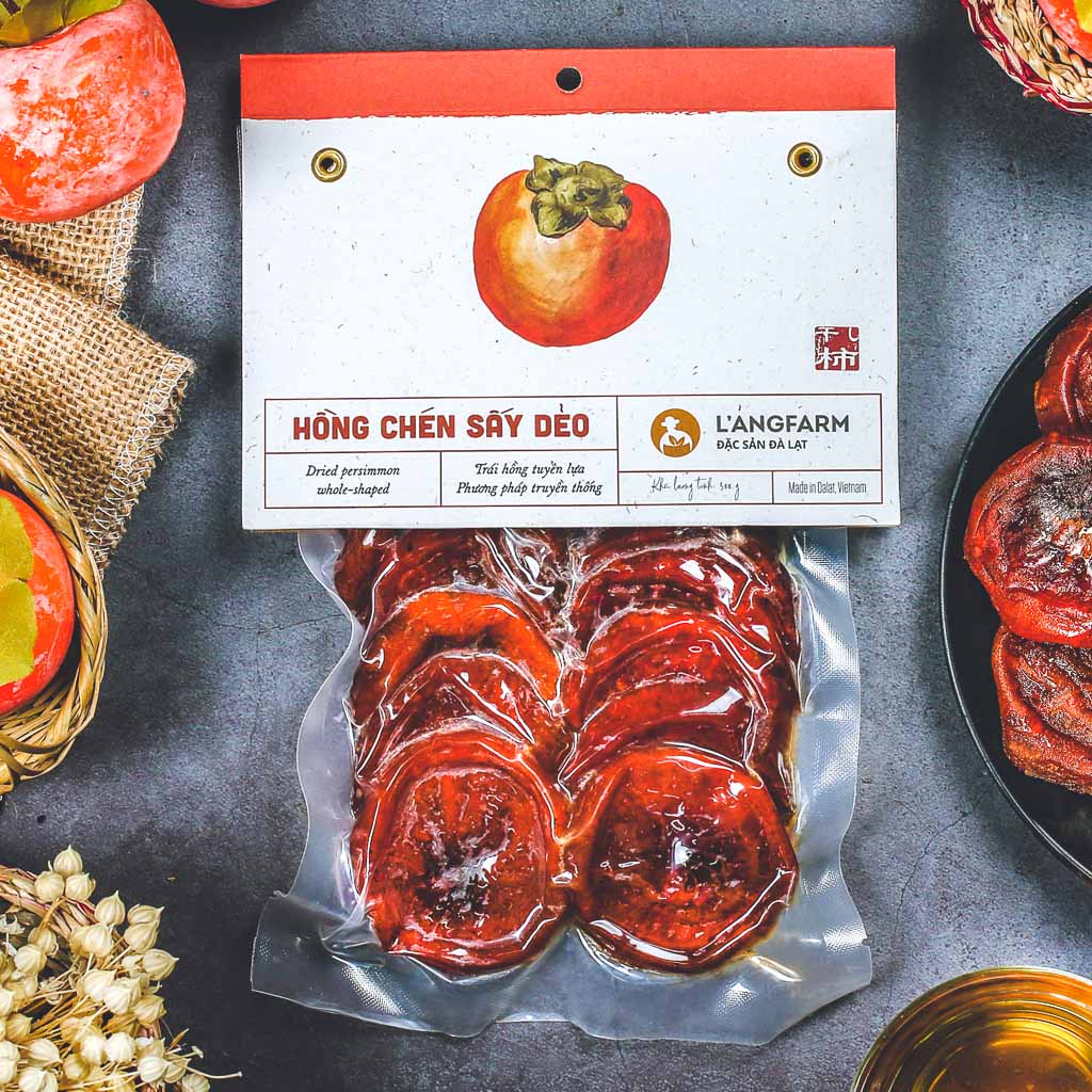 Hồng chén sấy dẻo L'angfarm, 300g, bịch, mẫu hút chân không