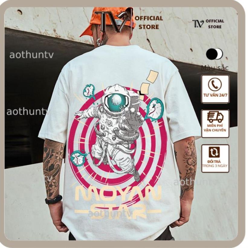 Áo thun nam nữ TVSTORED RABBIT NASA, Áo Phông Nam Nữ Form Rộng, cotton mát màu trắng,đen D105