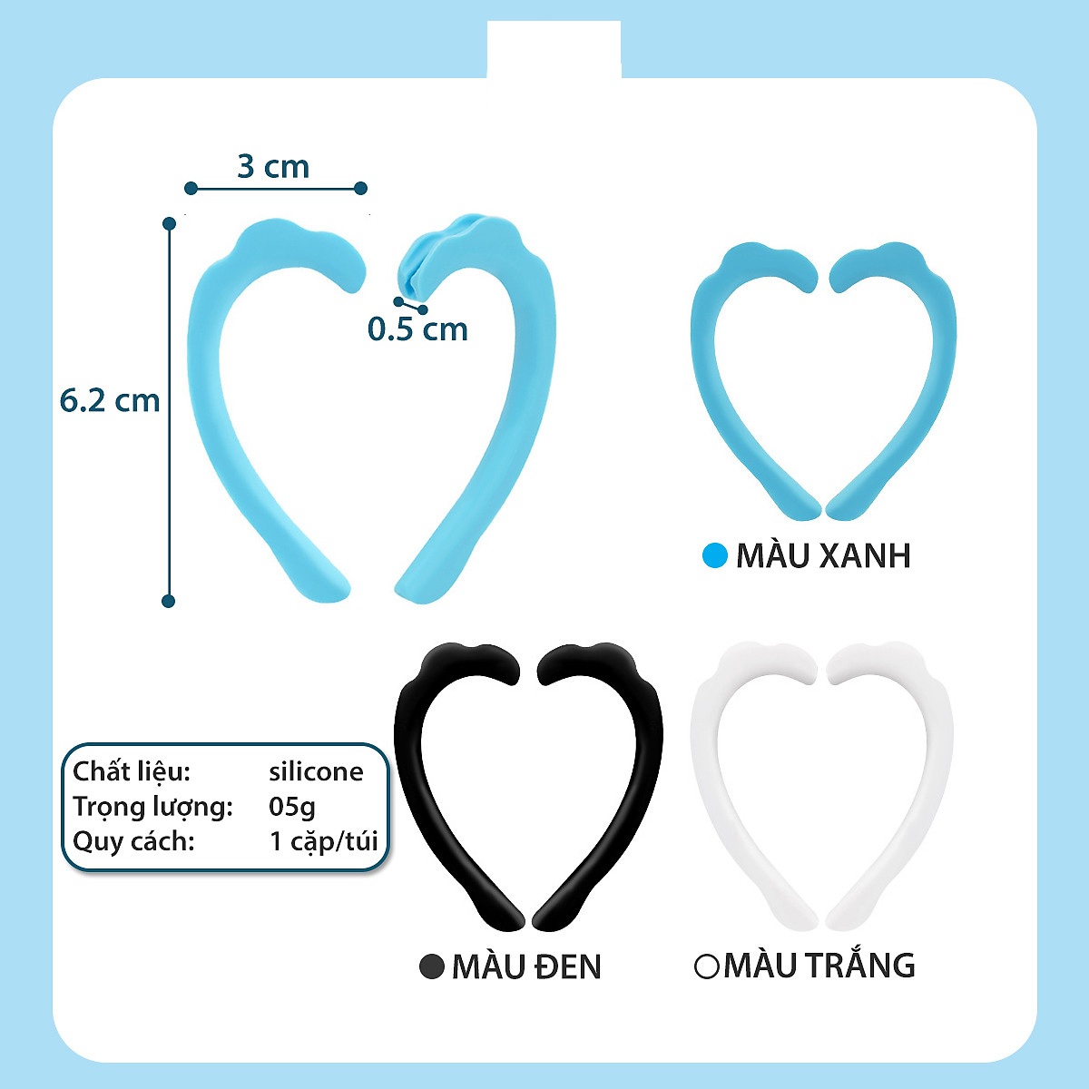 Quai dây đeo khẩu trang silicon mềm tai giả chống đau tai tránh thất lạc đai phù hợp khẩu trang y tế KF94 3D N95