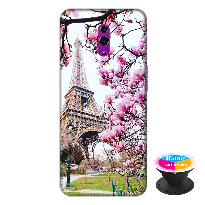 Ốp lưng điện thoại Oppo Reno hình Tháp Hoa tặng kèm giá đỡ điện thoại iCase xinh xắn - Hàng chính hãng