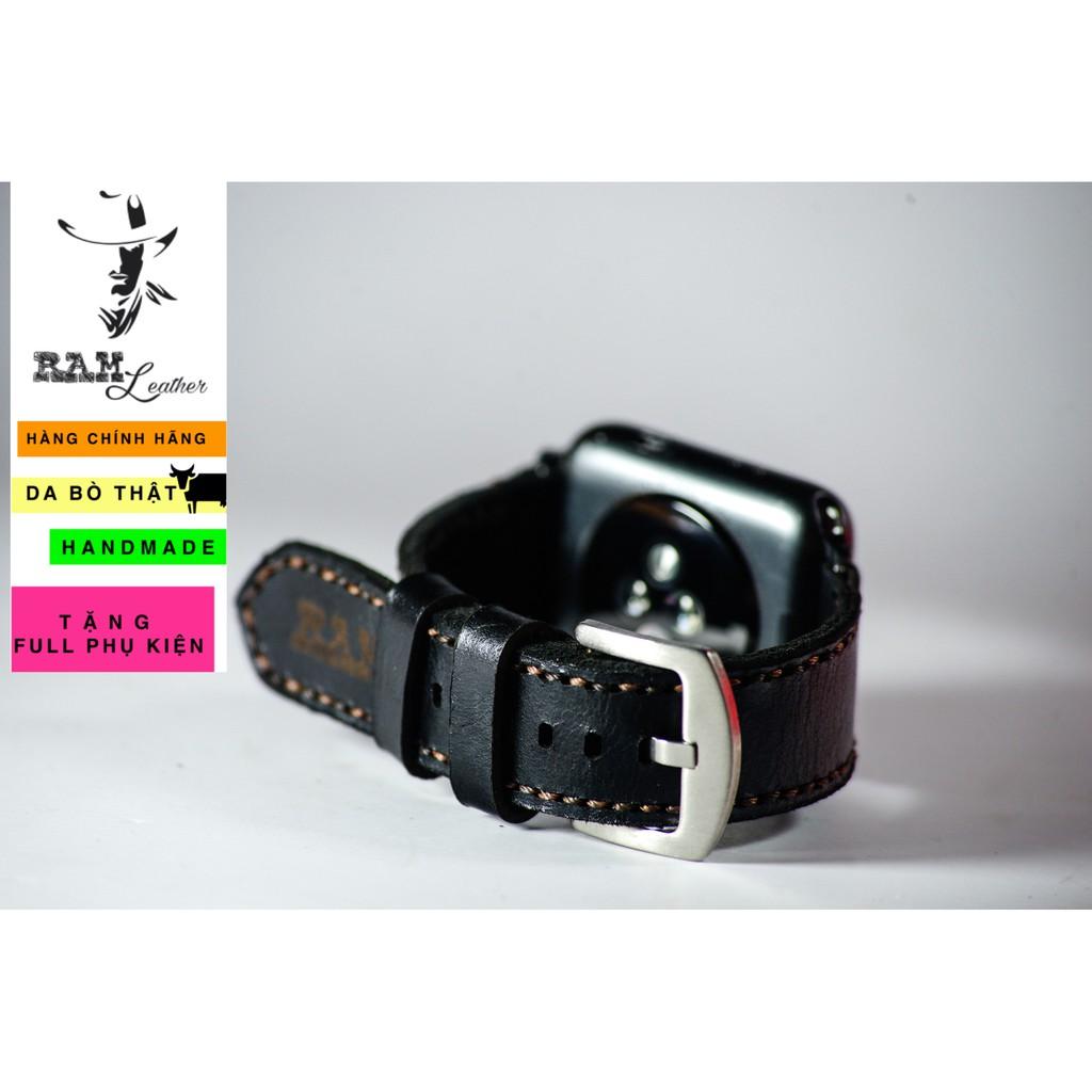 Dây đồng hồ RAM Leather cho apple watch da bò đen - RAM classic black (tặng khóa, chốt, cây thay dây)