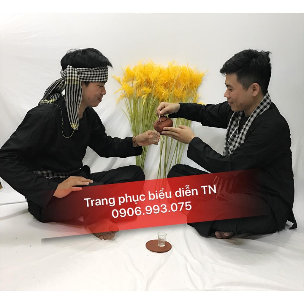 (Có Sẵn) Trang Phục Bà Ba Nam Vải Kate Cao Cấp Tặng Kèm Khăn Rằn, Trang Phục Chú Hóa Trang Chú Cuội Chị Hằng