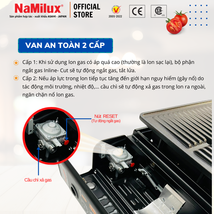 Bếp Nướng Tích Nhiệt NaMilux GM3053PF Size Lớn│BBQ, Camping, Dã Ngoạ│Vỉ Chống Dính Teflon - Whitford│Van An Toàn 2S Double Safety│Hàng Chính Hãng