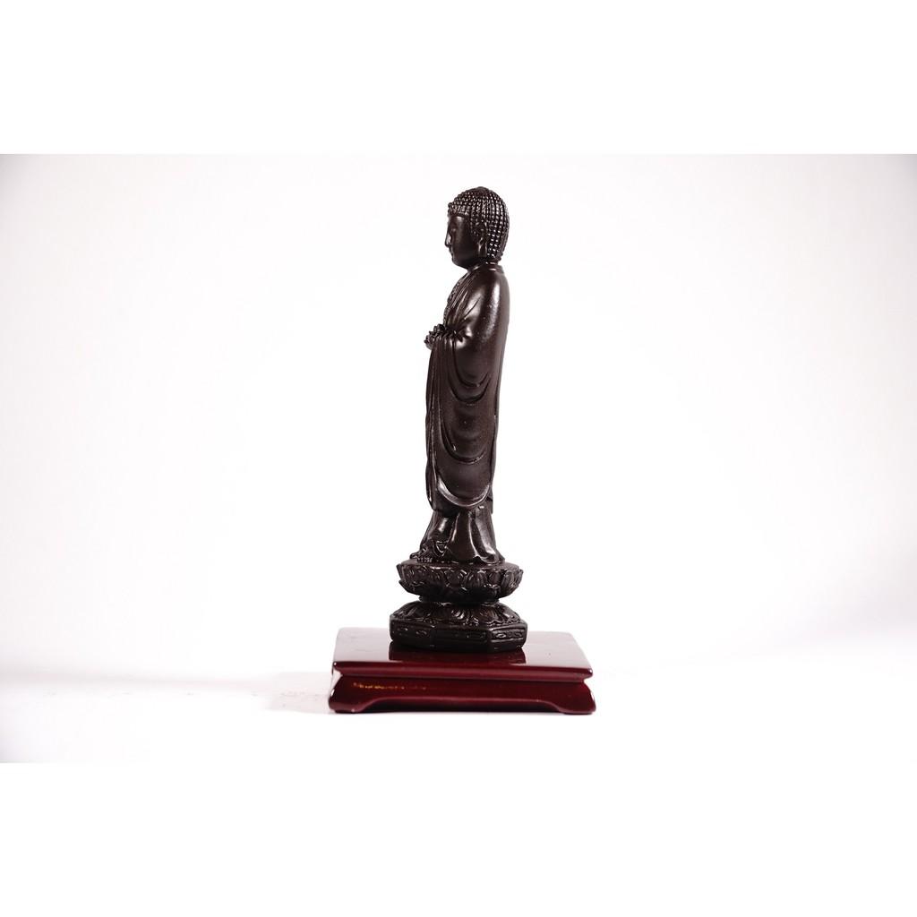 Tượng phật A Di Đà đứng có đế nâu đất - Cao 13cm