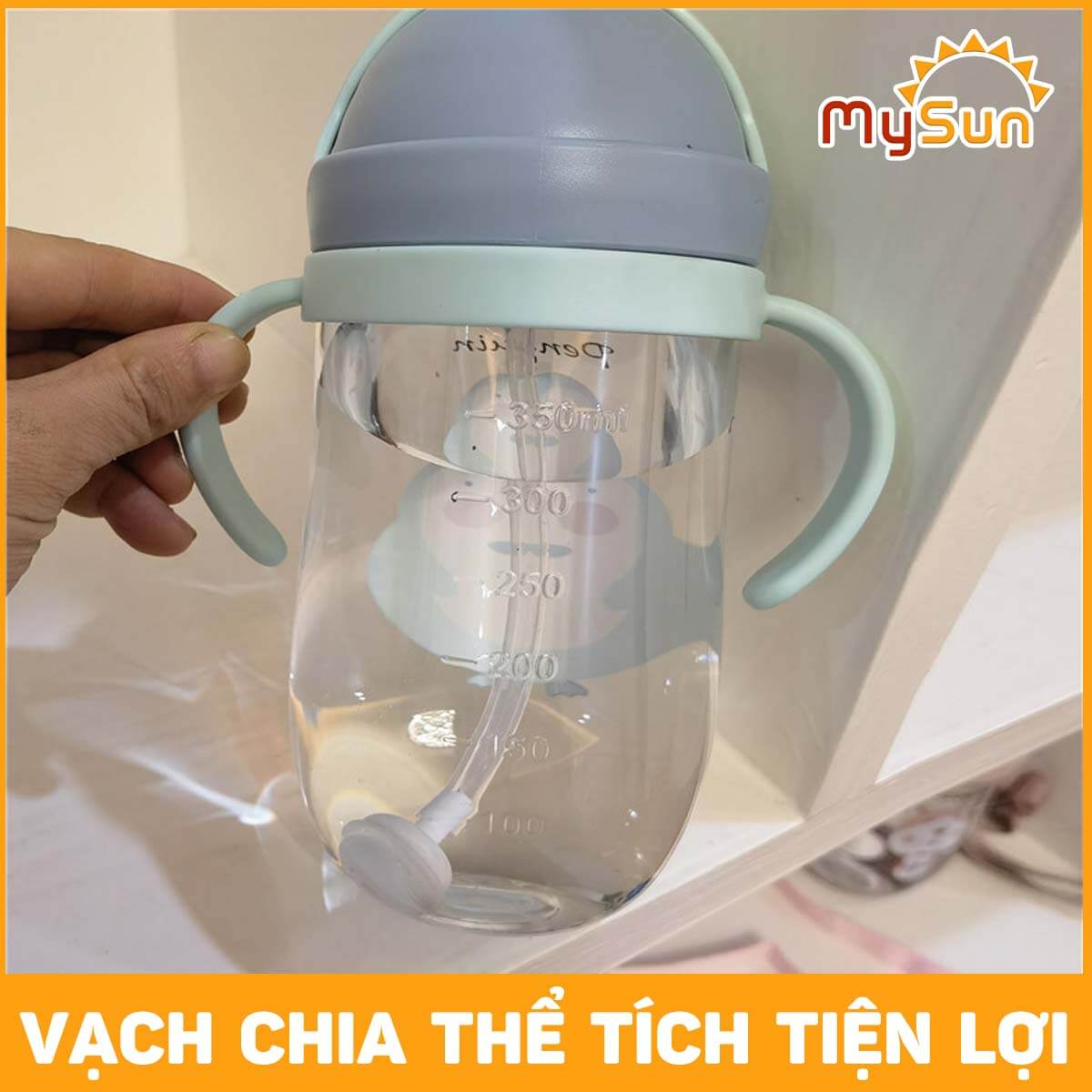 Bình đựng nước nhựa cho bé trai gái 400ml mẫu giáo, cấp 1 lớp 1 2 3 mang đi học  có ống hút tay cầm đẹp xịn MySun