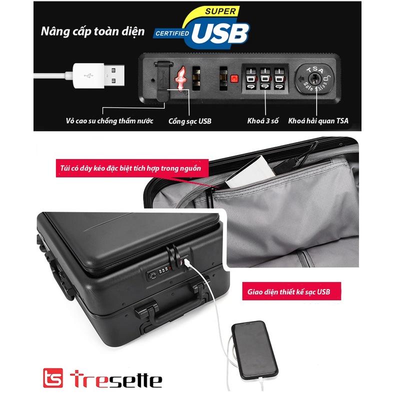 BFQ2ST500KTL: giảm 8% cho đơn từ 500K Vali khoá sập có cổng sạc USB nhập khẩu Hàn Quốc 8002