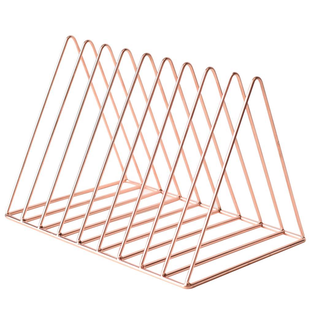 Chic Rose Gold Metal Bookshelf Magazine Book Stand Rack Holder, Desktop Organizer