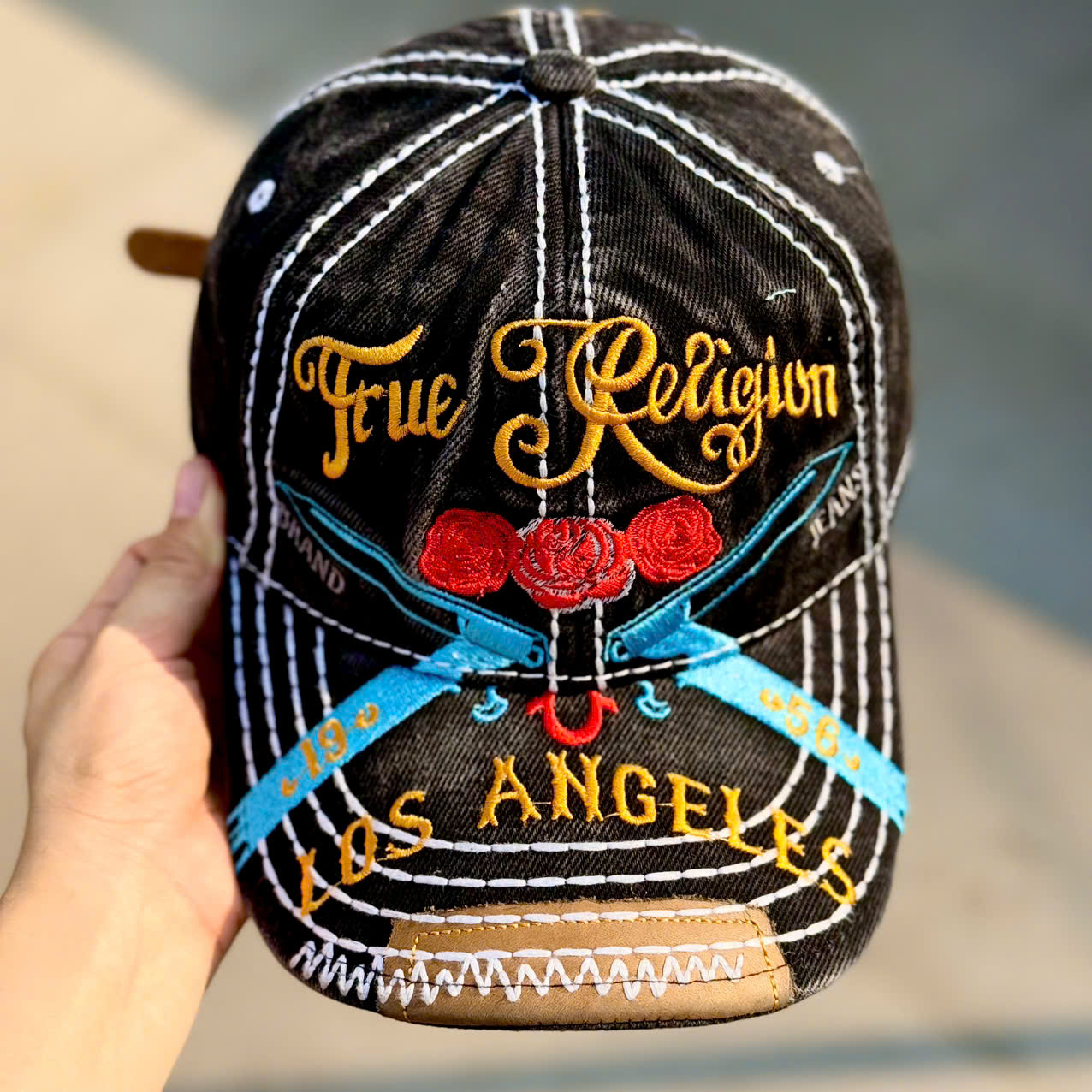 Nón kết, mũ lưỡi trai ÔNG ĐỊA TRUE RELIGION vải jeans form chuẩn siêu đẹp (Ảnh thật)