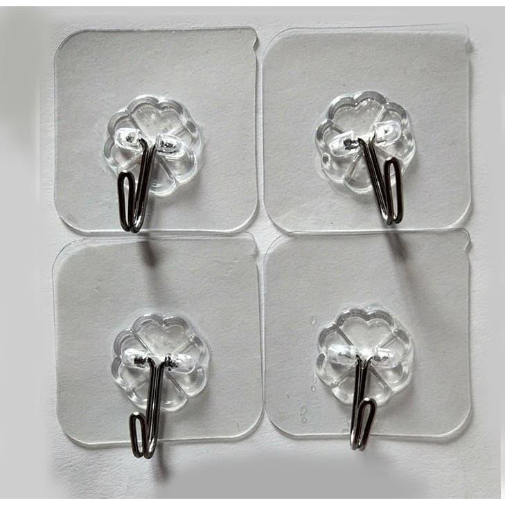 ComBo 2 Móc Dán Tường Siêu Dính Trong Suốt Chịu Lực Tốt Treo Tường Chắc Chắn 6*6 cm - Móc dính tường