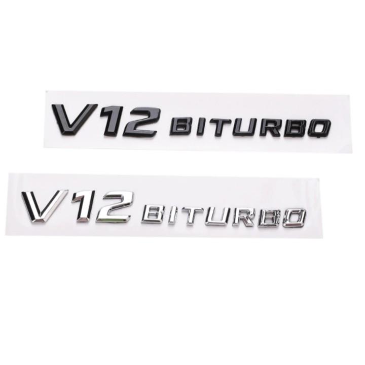 Decal tem chữ V12 Biturbo dán hông xe Mercedes (Chất liệu nhựa ABS cao cấp)