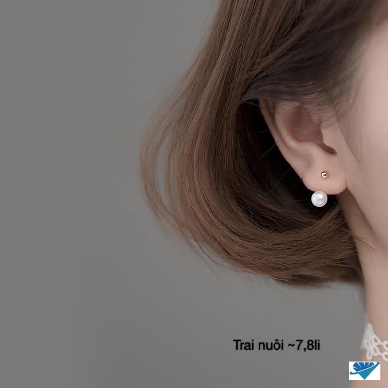 Bông tai trai bi tròn chất liệu bạc s925 MS48b