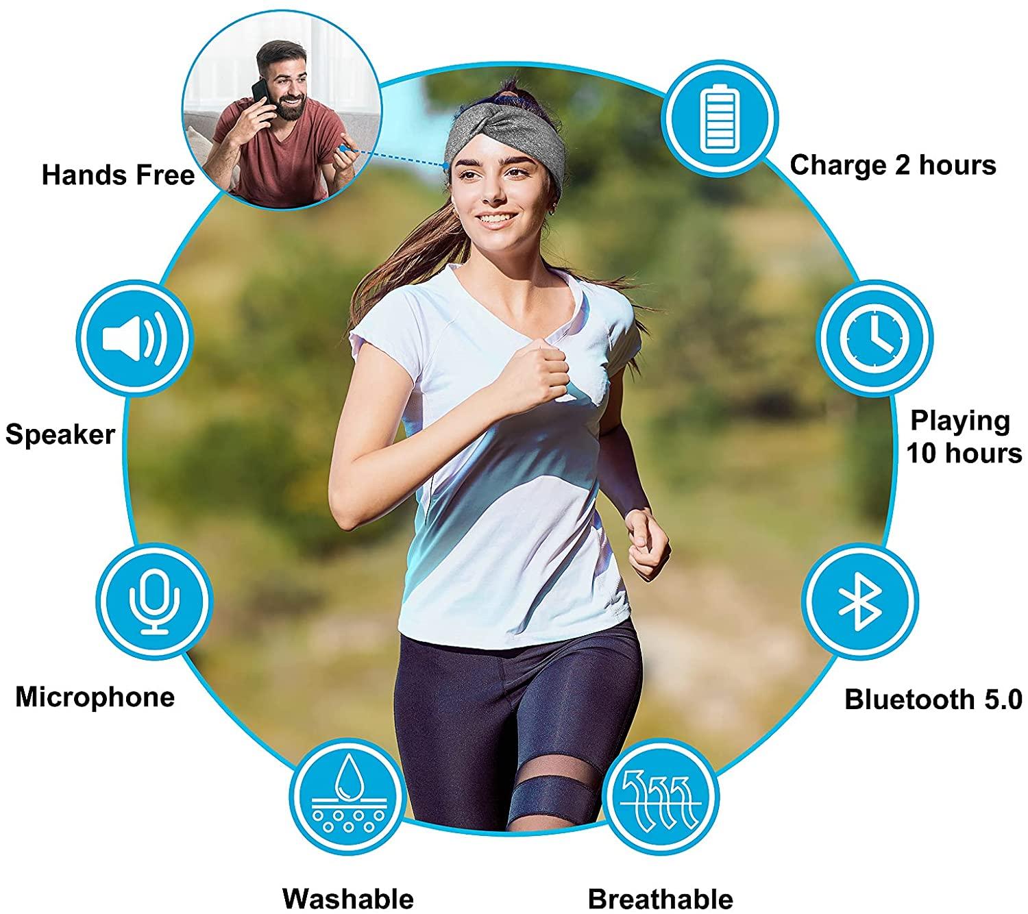 Tai nghe Bluetooth không dây, âm nhạc, thể thao, băng đô, tai nghe có micro HD, loa tốt, tai nghe ngủ bên