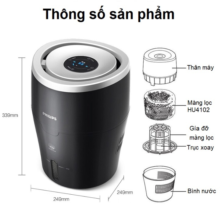 Máy tạo độ ẩm cao cấp thương hiệu Philips HU4813/00 - Màn hình LCD, điều chỉnh thông minh - HÀNG NHẬP KHẨU