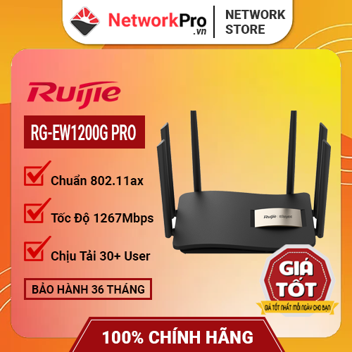 Router WiFi Ruijie RG-EW1200G PRO Hàng Chính Hãng – Băng Tần Kép, Tốc Độ 1267Mbps, Chịu Tải 30+ User