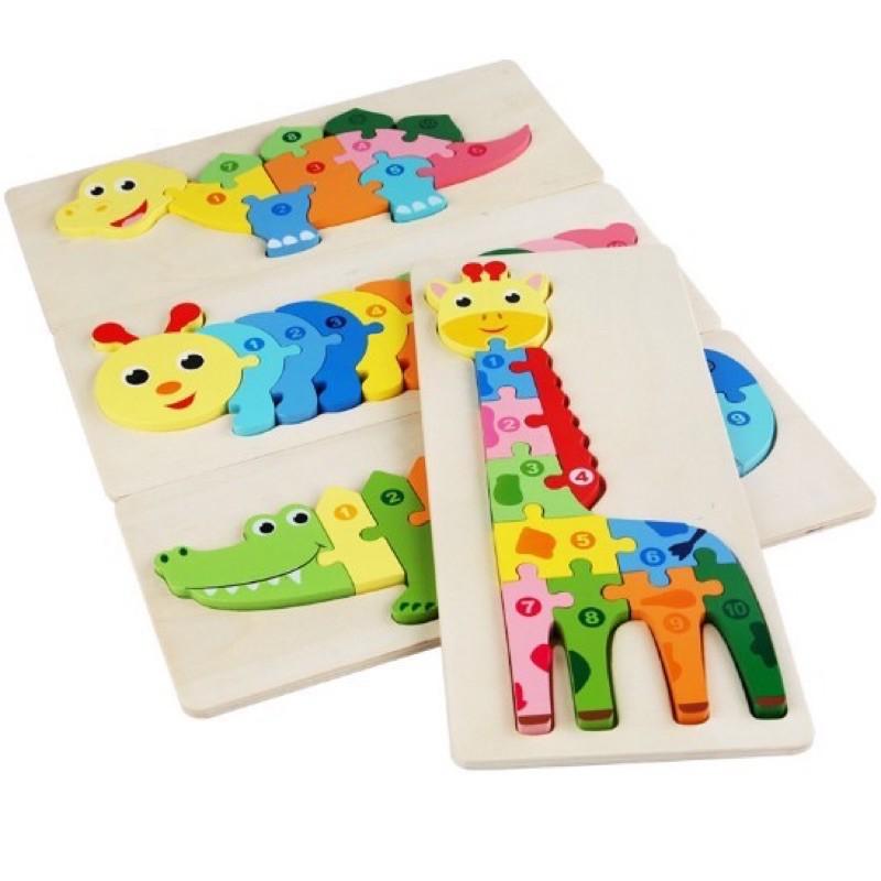 Tranh ghép gỗ con vật nối số từ 1 - 10 cho bé