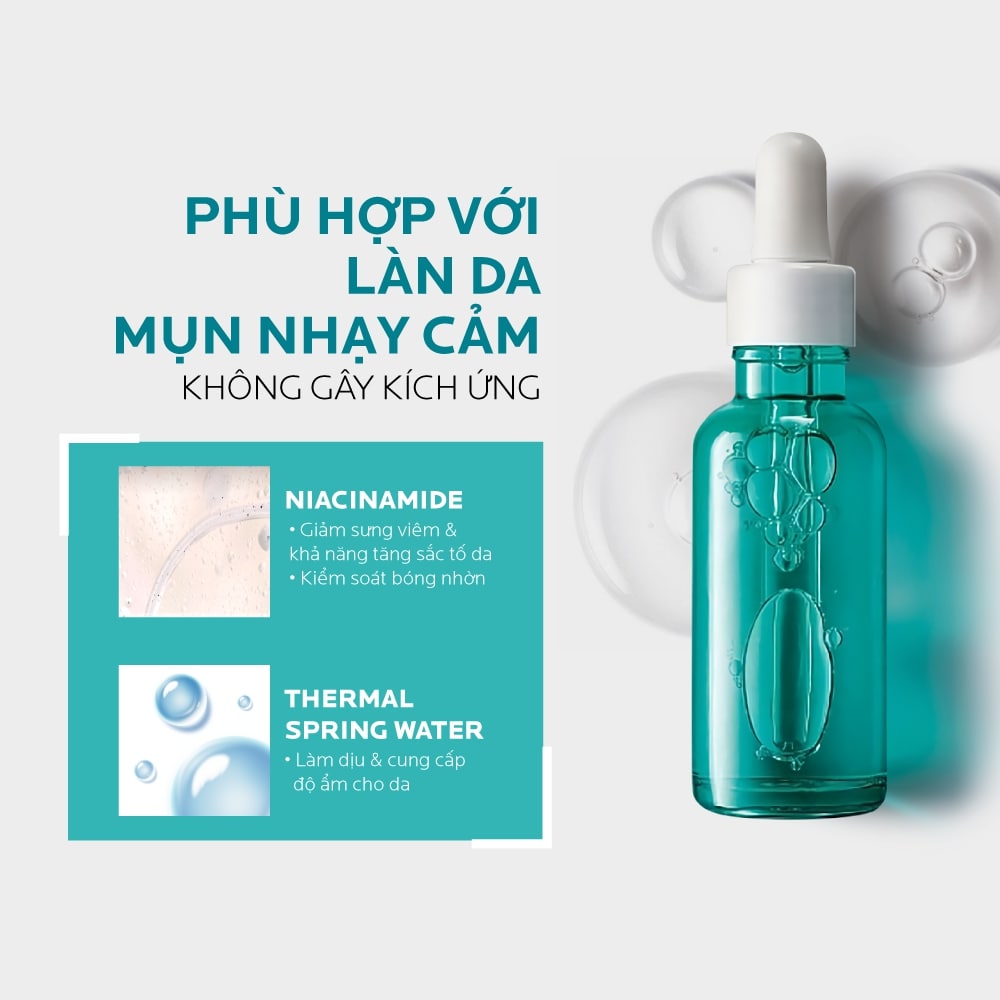 Tinh chất hỗ trợ giảm mụn giảm thâm và tái tạo da 3 tác động La Roche-Posay Effaclar Serum (30ml) + Móc Khóa