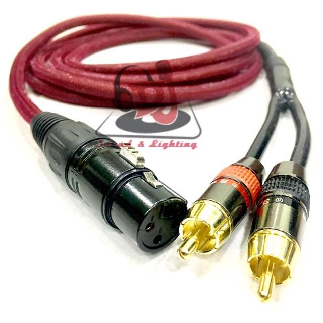 Dây Jack XLR ra 2 đầu jack RCA dây dài 1m dây tín hiệu vang số ra loa subwoofer