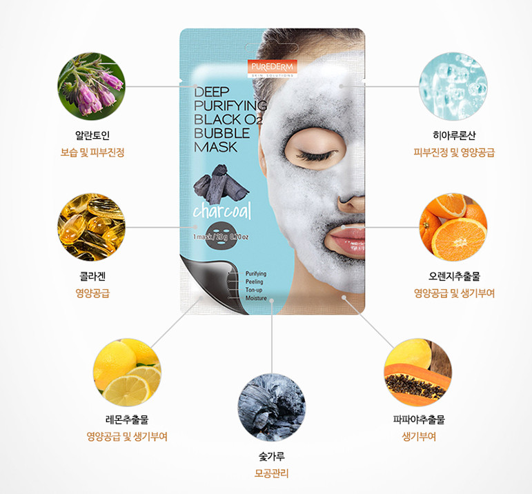 Combo 3 Mặt nạ sủi bọt thải độc PUREDERM Deep Purifying O2 Bubble Mask