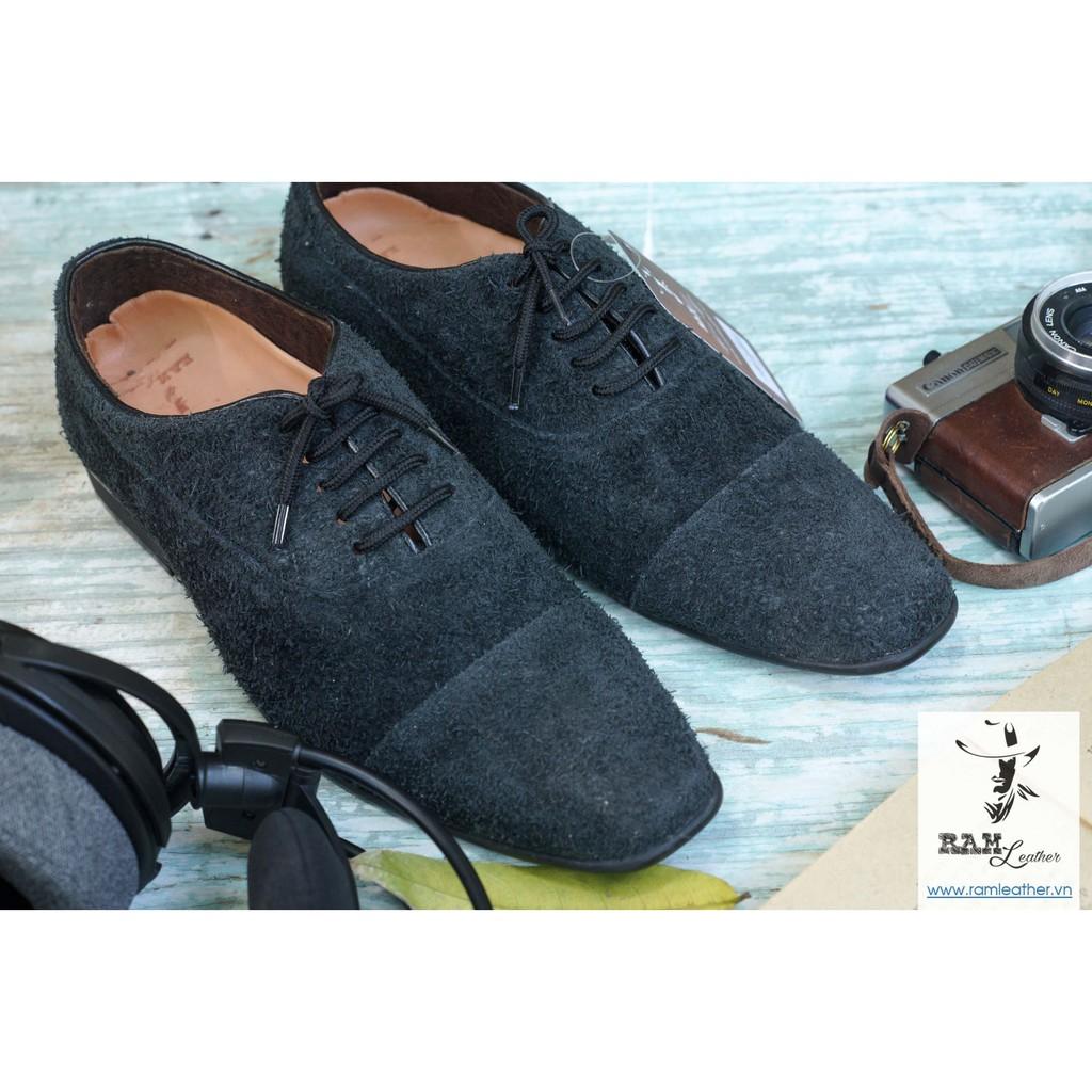 GIÀY RAM OXFORD DA BÒ THẬT LỘN ĐEN - CHÍNH HÃNG RAM LEATHER