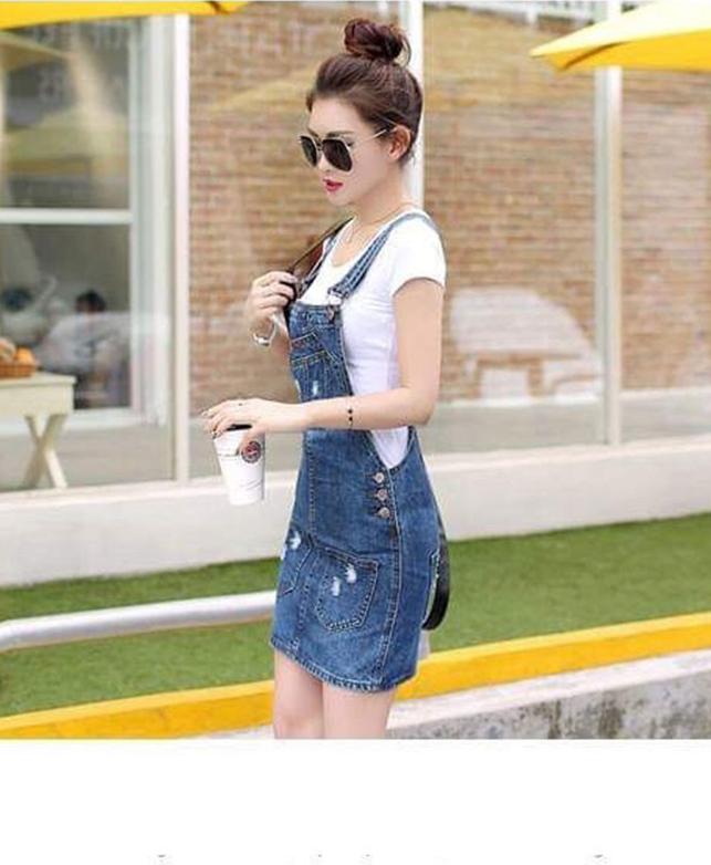 Yếm Jean Lụa Nữ Wash Cào Đáng Yêu