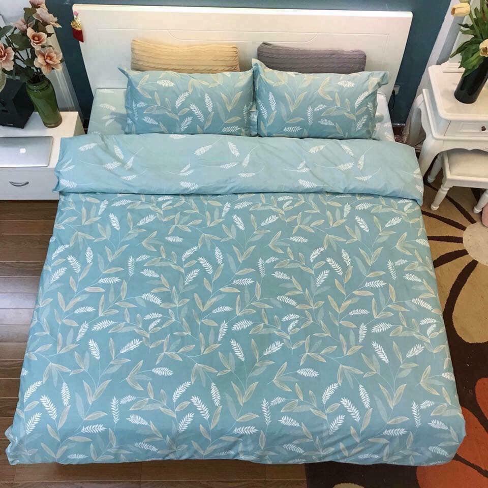 Bộ Ga Gối RIOTEX 4 Món Chất Cotton Cao Cấp Kích Thước 1m2/1m4/1m6/1m8 - Lá Ngọc