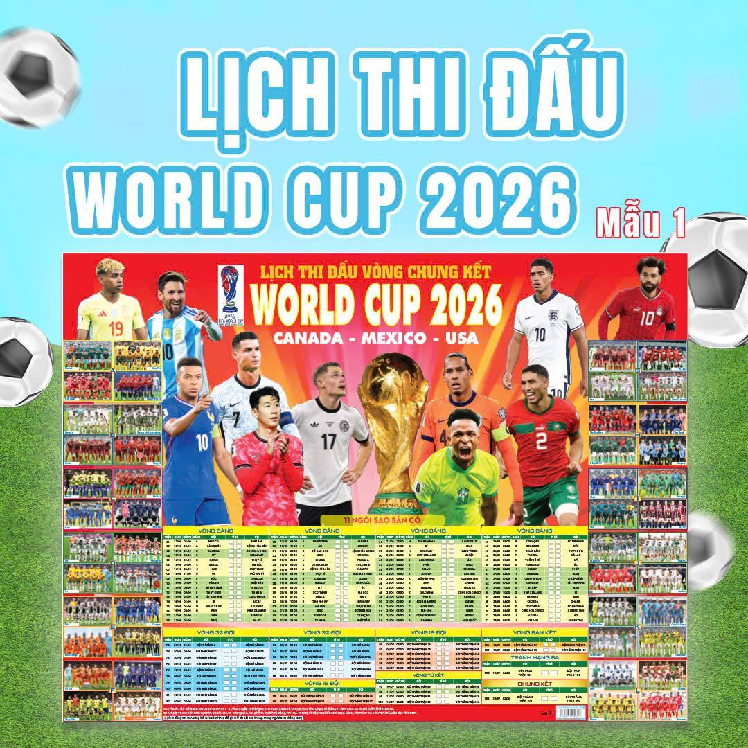 Sách - [Tặng Kèm Ống] Poster Lịch Thi Đấu Vòng Chung Kết World Cup 2026 - 65 x 86 cm