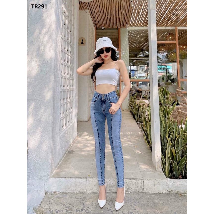 Quần Jeans Nữ Ghép Thân Lưng Cao CO Giãn Tôn Dáng