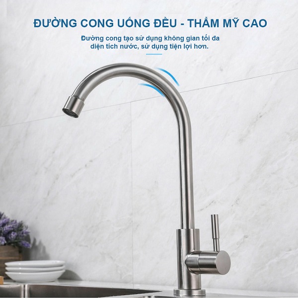 Vòi rửa bát, chén (chỉ lạnh) INOX SUS 304 
