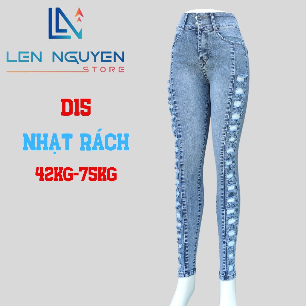 D15_Quần jean nữ, dài, lưng cao, quần bò nữ dáng ôm, quần rin nữ có big size, cho 42kg đến 75kg,LEN NGUYEN STORE - Xanh Đậm