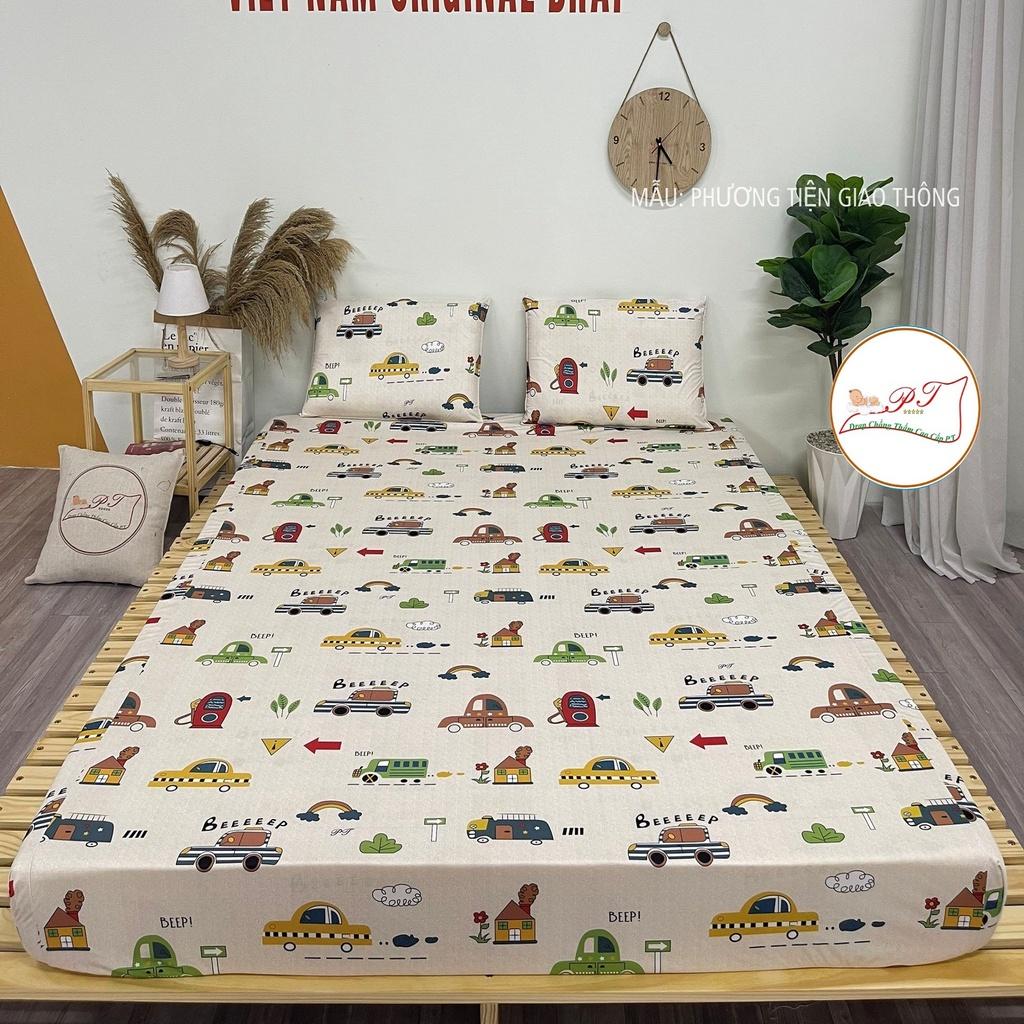 Bộ ga chống thấm cho bé chính hãng PT kèm vỏ gối, chất liệu cotton cao cấp, chống thấm nước tuyệt đối