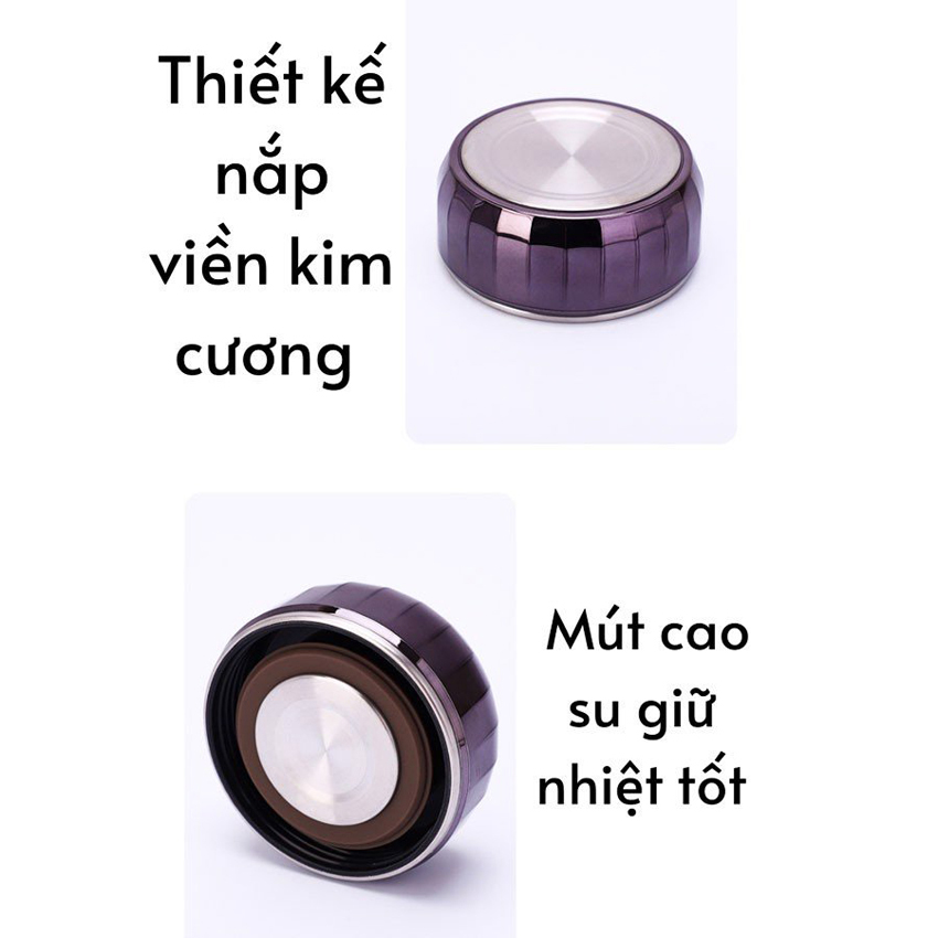 Bình giữ nhiệt kim cương 1500ML nắp đậy chặt chống rỉ sét giữ nhiệt nóng lạnh tốt 6 - 8h có quai đeo chắc chắn thiết kế sang trọng mầu sắc thanh lịch tiện lợi 1 lưới lọc inox pha trà