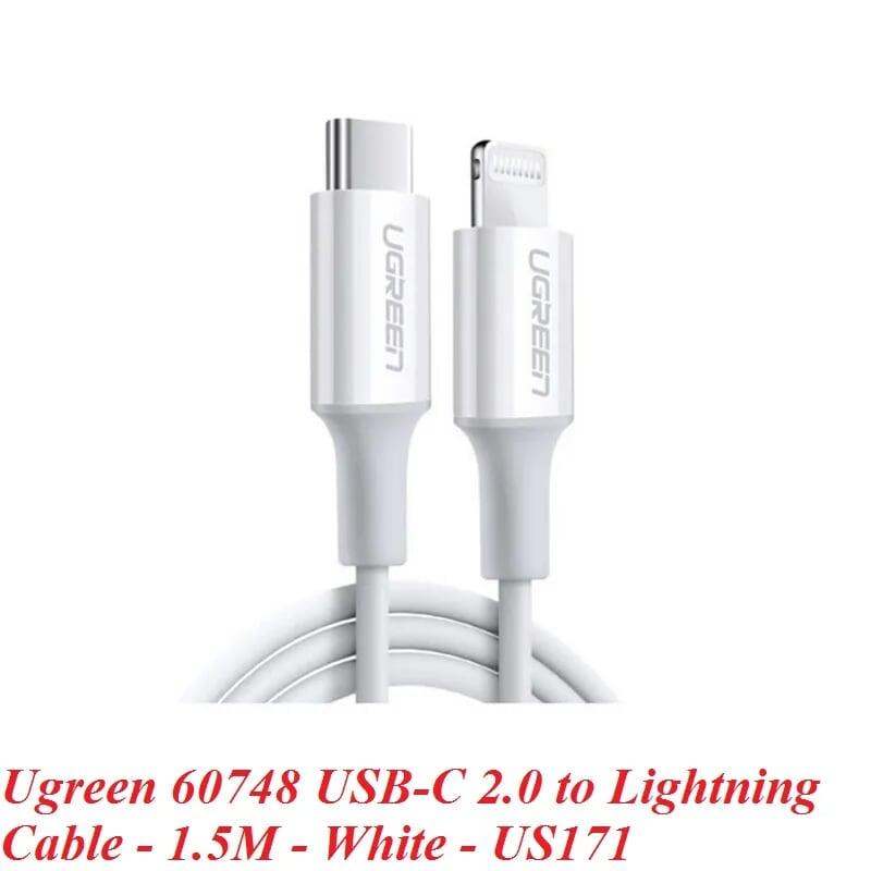 Ugreen UG60748US171TK 1.5m cáp usb type c ra apple lightning màu trắng - HÀNG CHÍNH HÃNG