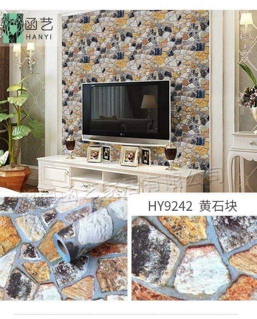 10m giấy dán tường có sẵn keo khổ 45cm. Mẫu đá màu