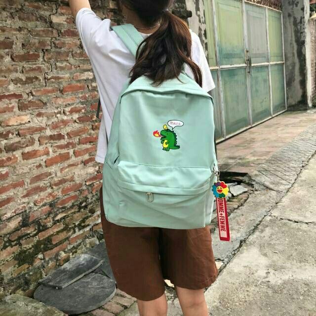BALO VẢI DÙ KHỦNG LONG KÈM MÓC KHÓA BÔNG HOA