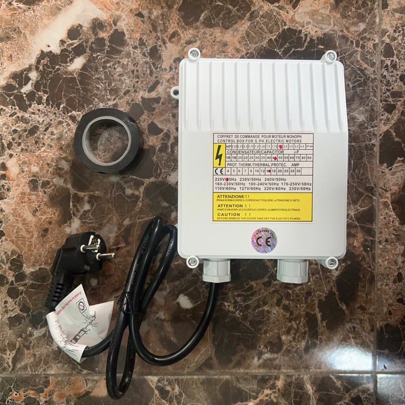 Bơm hỏa tiễn 1.5Kw thân inox 304 có hộp tụ đi kèm TAIFU - Bảo hành 1 năm