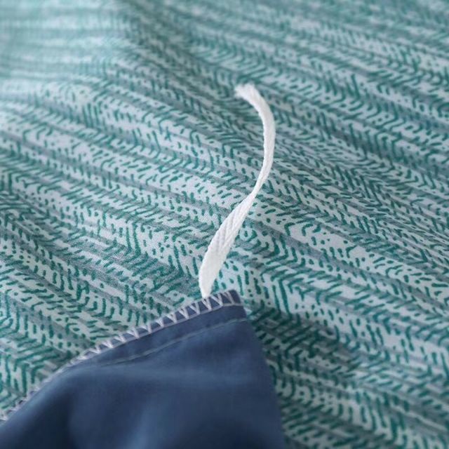 Bộ Chăn Ga Gối Cotton Tici sọc xanh