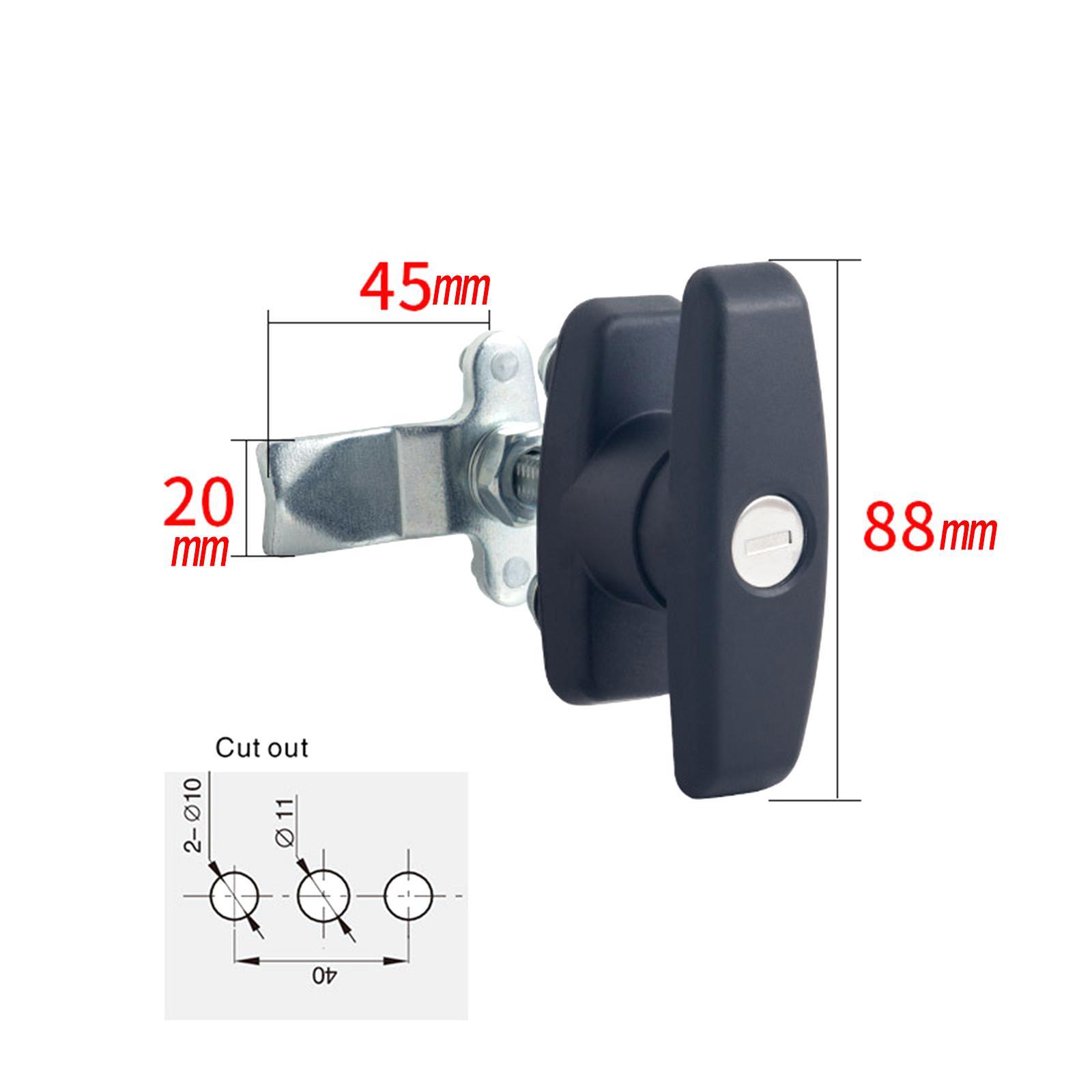 T Handle Door Lock Latch, Shed Door Lock with Keys, Heavy Duty Locking Latch for Trailer, Tool Case, Distribution Box